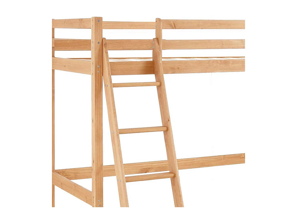 Hochbettgestell aus Kiefer Massivholz Leiter