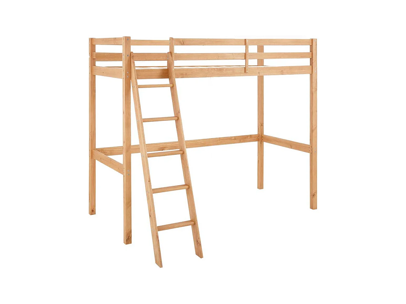 Hochbettgestell aus Kiefer Massivholz Leiter