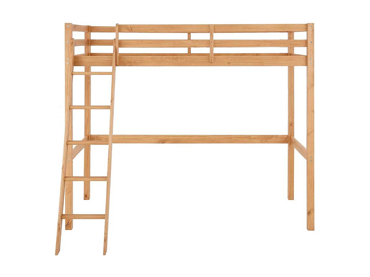 Hochbettgestell aus Kiefer Massivholz Leiter