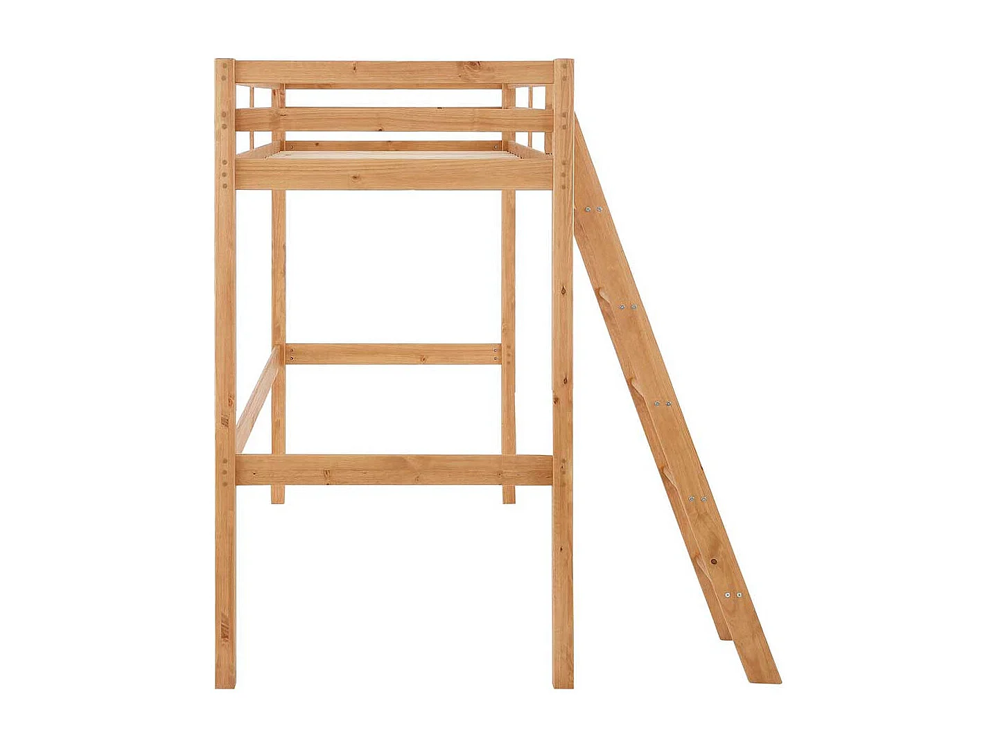 Hochbettgestell aus Kiefer Massivholz Leiter