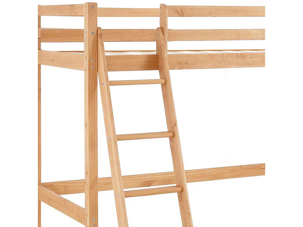 Hochbettgestell aus Kiefer Massivholz Leiter