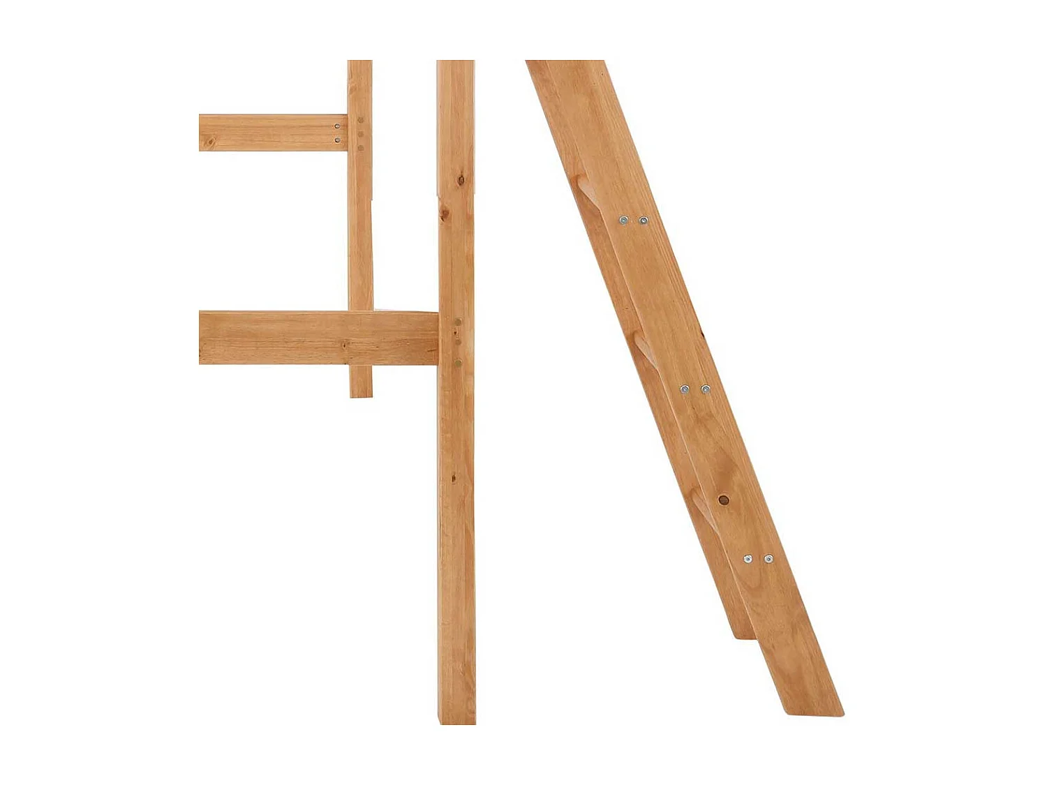 Hochbettgestell aus Kiefer Massivholz Leiter