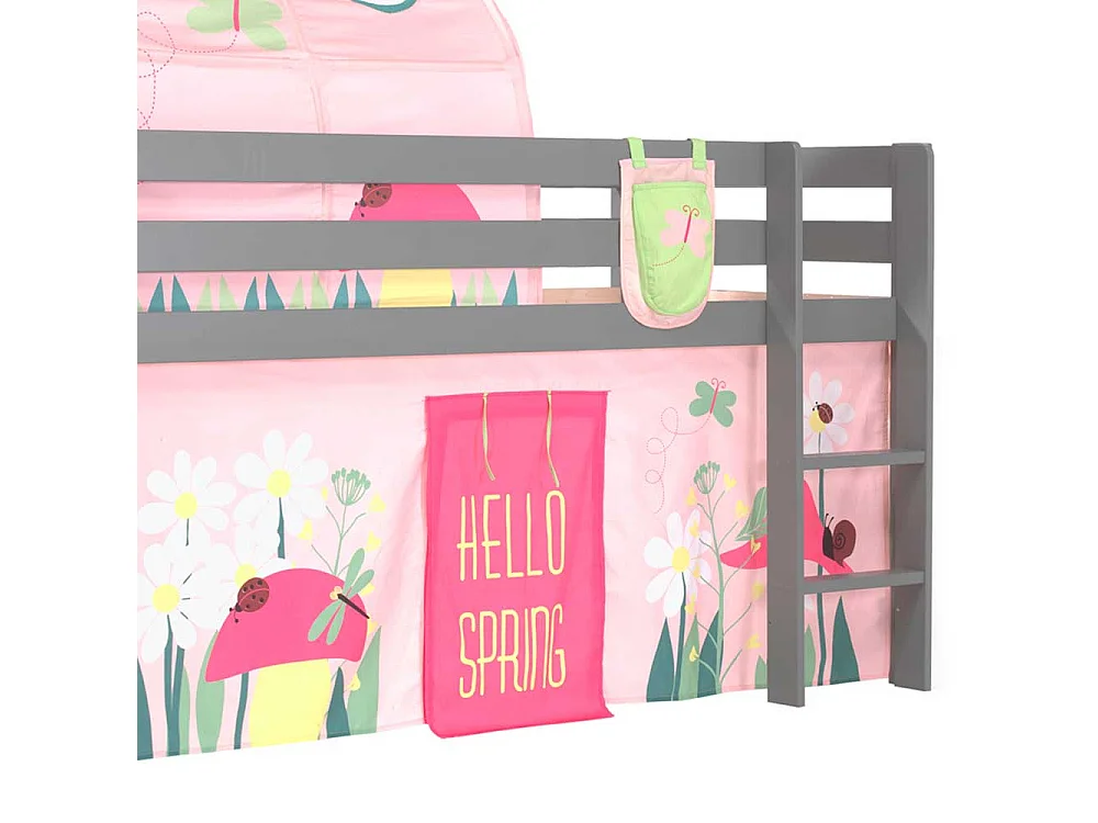 Mädchen Spielbett in Grau und Rosa Leiter und Stofftunnel