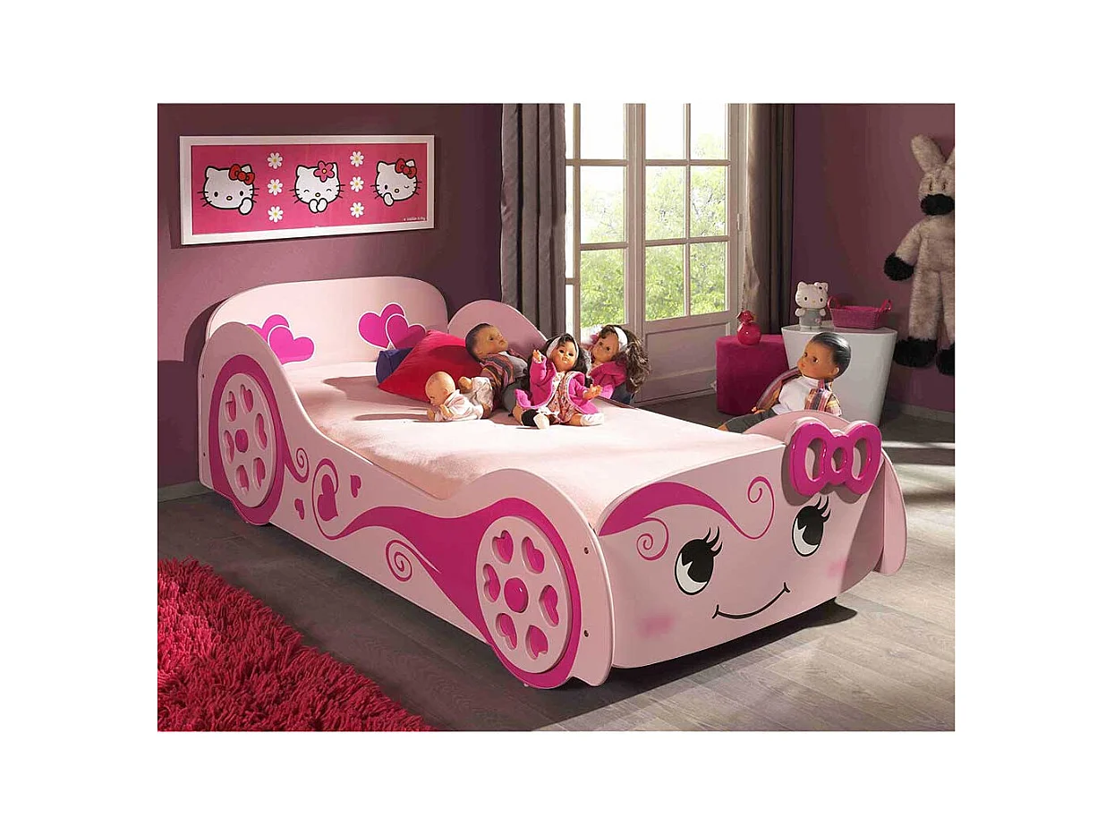 Rennautobett Pink Rosa 101 cm breit 213 cm tief