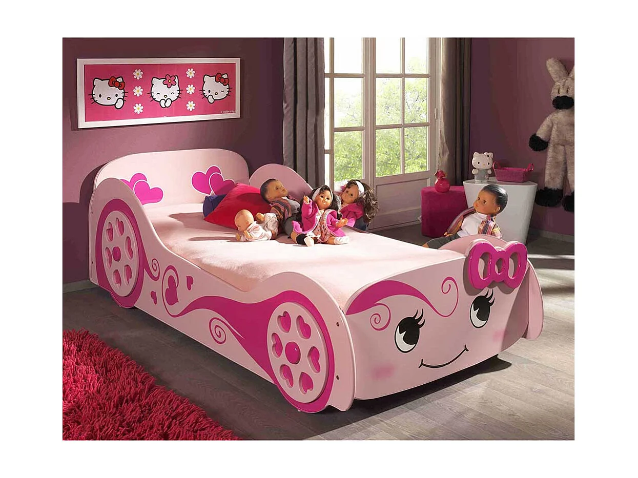 Rennautobett Pink Rosa 101 cm breit 213 cm tief