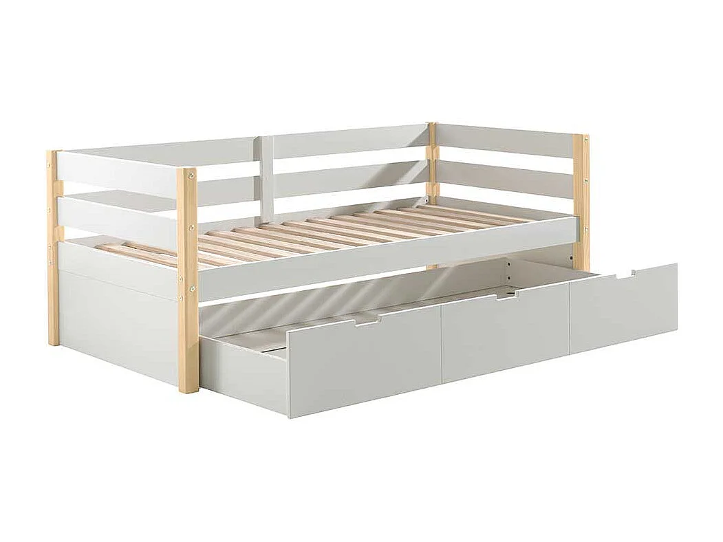 Kastenbett in Weiß Kieferfarben