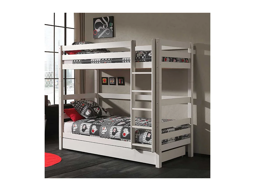 Kinderzimmer Bett aus Kiefer Massivholz lackiert einem Ausziehbett