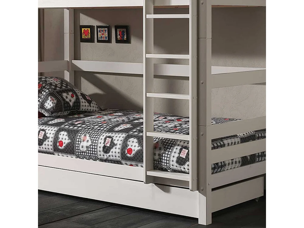 Kinderzimmer Bett aus Kiefer Massivholz lackiert einem Ausziehbett