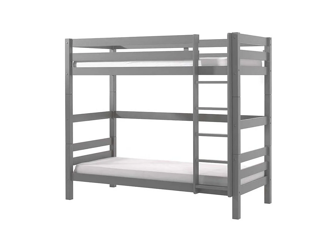 Kinderzimmer Stockbett in Grau Kiefer Massivholz