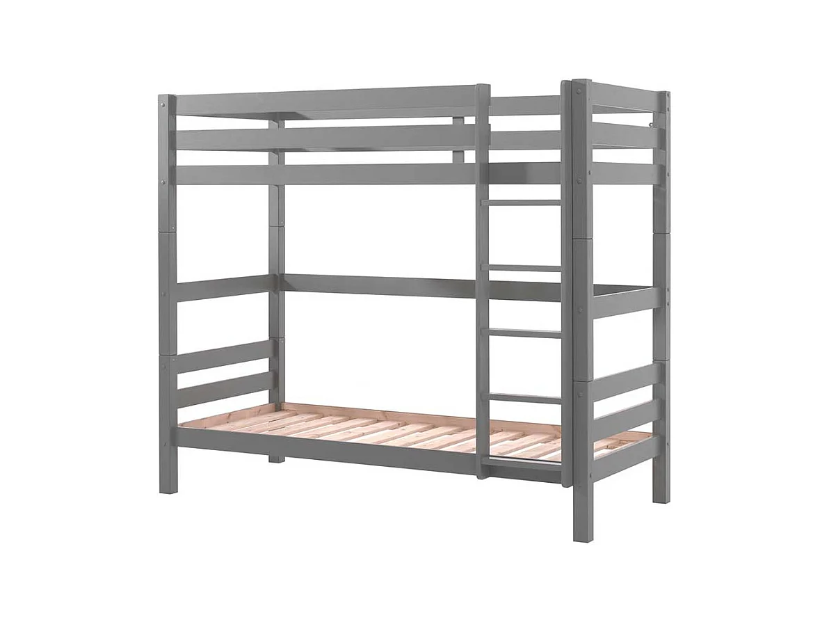 Kinderzimmer Stockbett in Grau Kiefer Massivholz