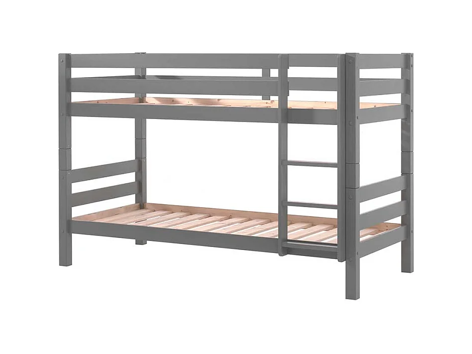 Kinderzimmer Stockbett in Grau Kiefer Massivholz