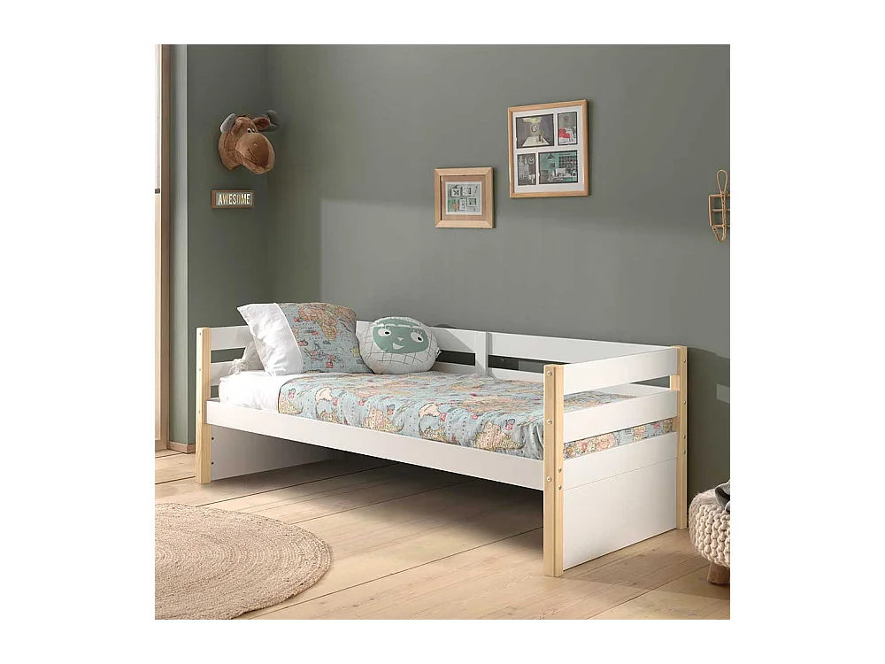 Kastenbett in Weiß Kieferfarben