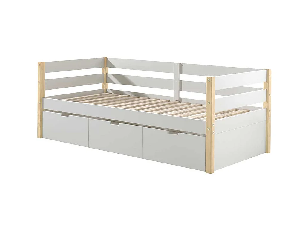 Kastenbett in Weiß Kieferfarben