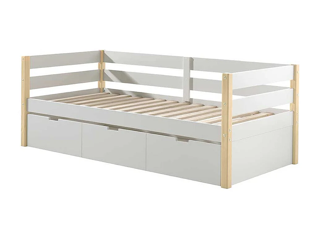 Kastenbett in Weiß Kieferfarben