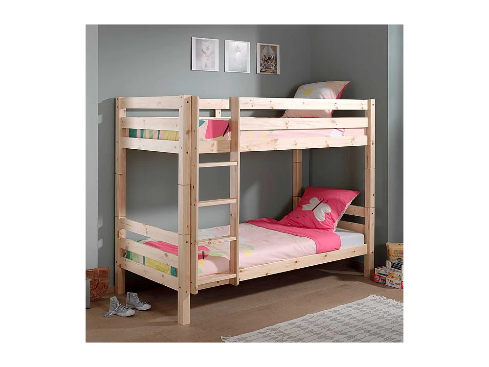 Kinderdoppelhochbett aus Kiefer Massivholz lackiert Leiter