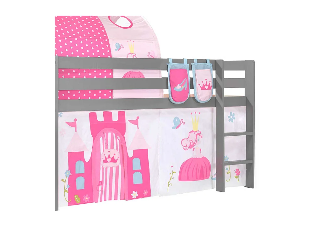 Prinzessinbett in Grau Pink Rosa Stofftunnel