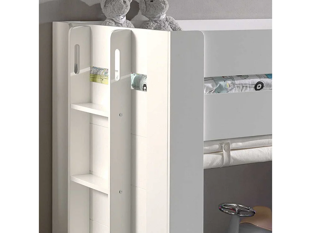 Halbhochbett in Weiß Vorhang