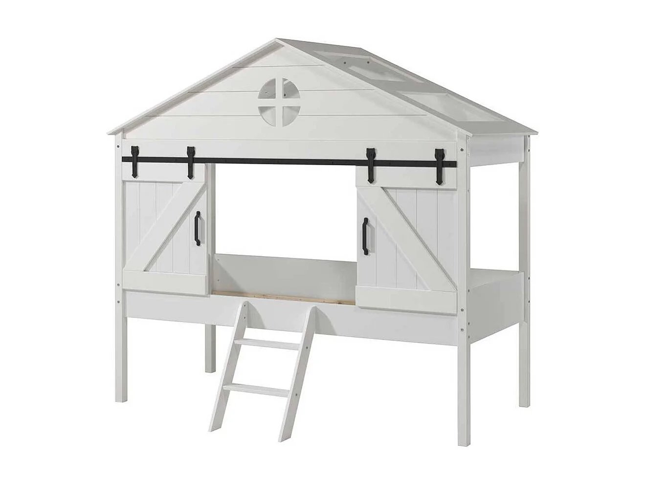 Hochbett Kind in Scheunen Form 202 cm hoch