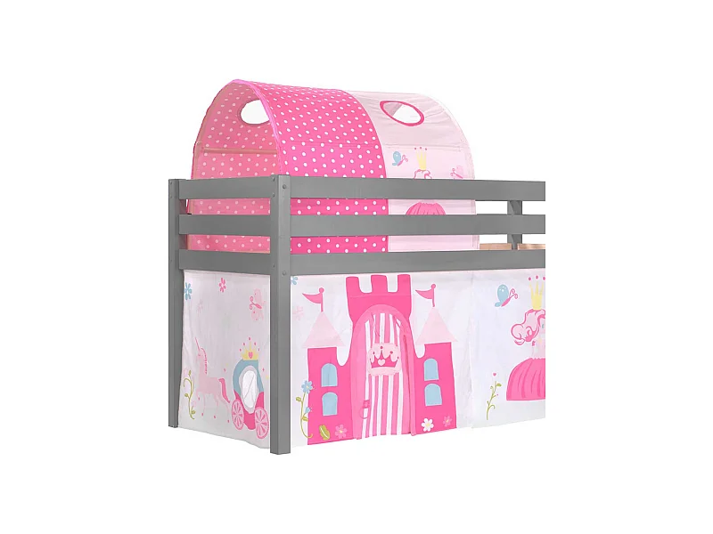 Kinderzimmer Bett mit Prinzessin Motiv Grau Pink Rosa