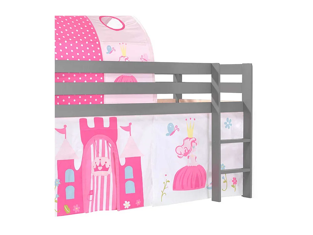 Kinderzimmer Bett mit Prinzessin Motiv Grau Pink Rosa