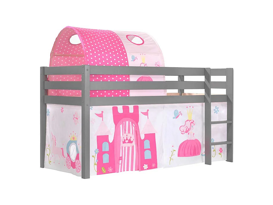 Kinderzimmer Bett mit Prinzessin Motiv Grau Pink Rosa