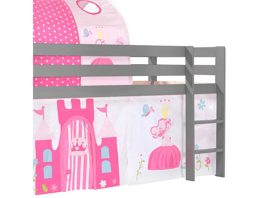 Kinderzimmer Bett mit Prinzessin Motiv Grau Pink Rosa