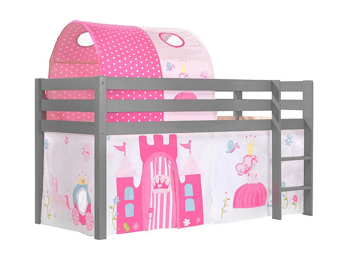 Kinderzimmer Bett mit Prinzessin Motiv Grau Pink Rosa