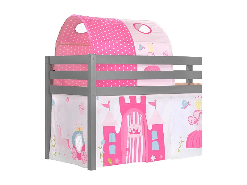 Kinderzimmer Bett mit Prinzessin Motiv Grau Pink Rosa