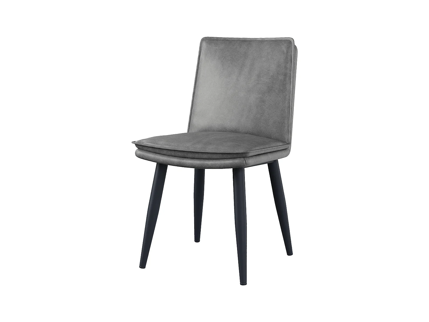 Lot de 4 chaises de salle à manger en PU - coussins double couche - 49 x 57 x 84 cm - PU - gris