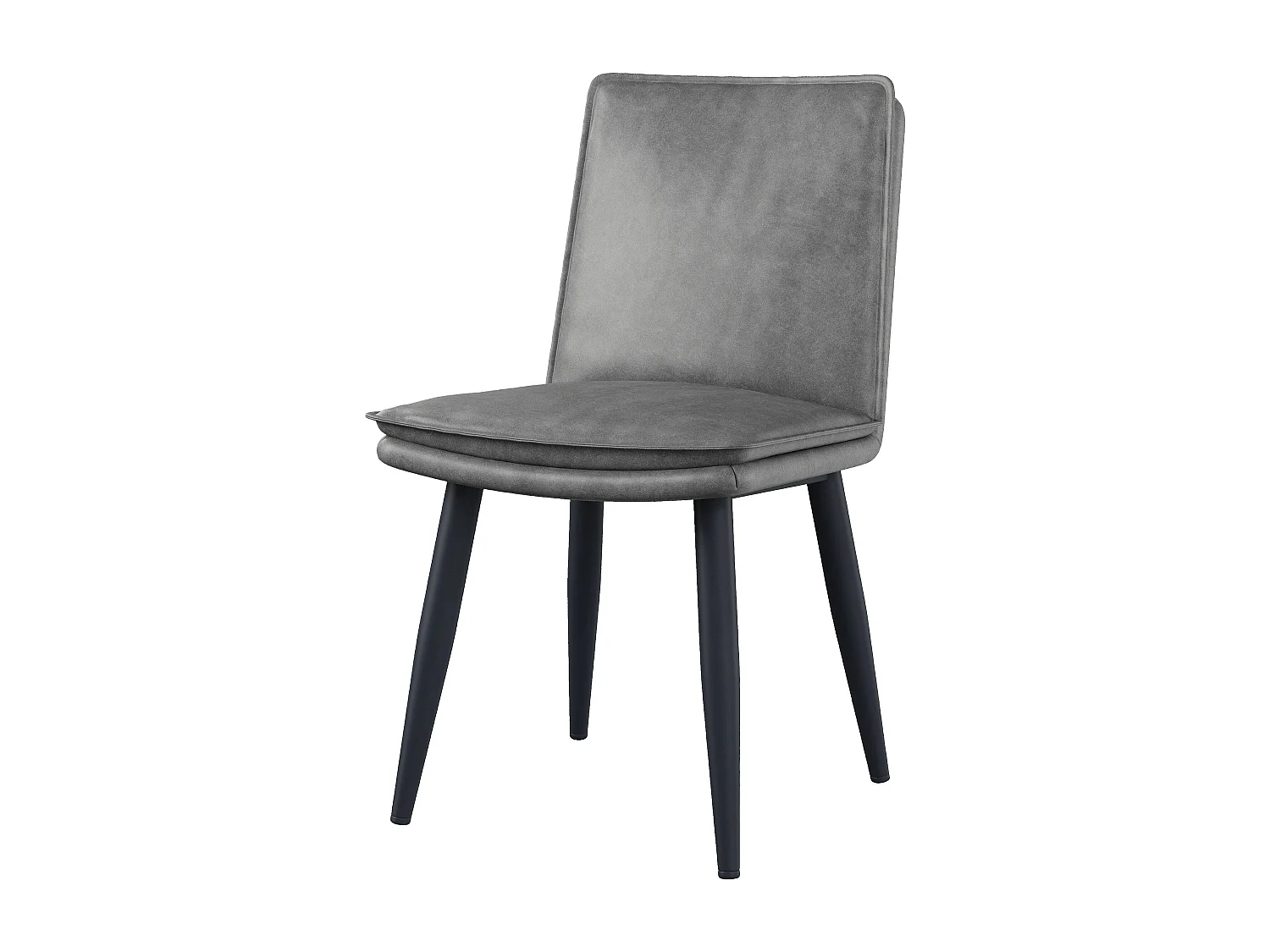 Lot de 4 chaises de salle à manger en PU - coussins double couche - 49 x 57 x 84 cm - PU - gris