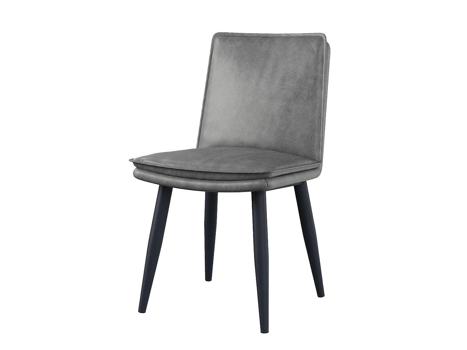 Lot de 4 chaises de salle à manger en PU - coussins double couche - 49 x 57 x 84 cm - PU - gris