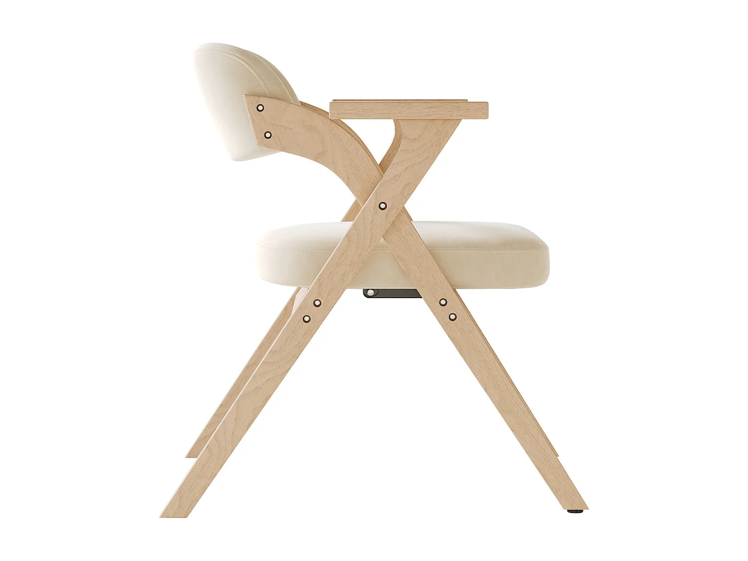 Set van 4 opvouwbare eetkamerstoelen - opvouwbaar en opbergbaar - fluwelen kussen - 64,5 x 66,5 x 73 cm - hout - beige