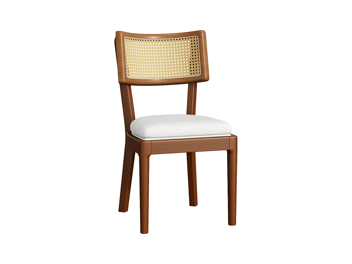 Lot de 2 chaises de salle à manger en bois massif avec dossiers en rotin - coussin en velours - 50 x 58 x 88 cm - marron