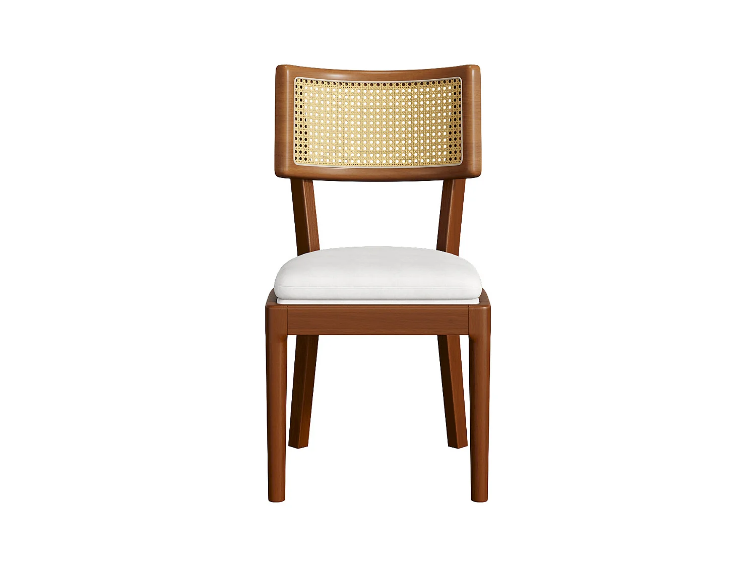 Lot de 2 chaises de salle à manger en bois massif avec dossiers en rotin - coussin en velours - 50 x 58 x 88 cm - marron