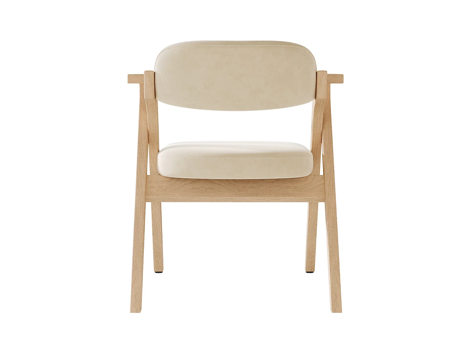 2er-Set klappbare Esszimmerstühle - klappbar und verstaubar - Samtkissen - 64,5 x 66,5 x 73 cm - Holz - Beige