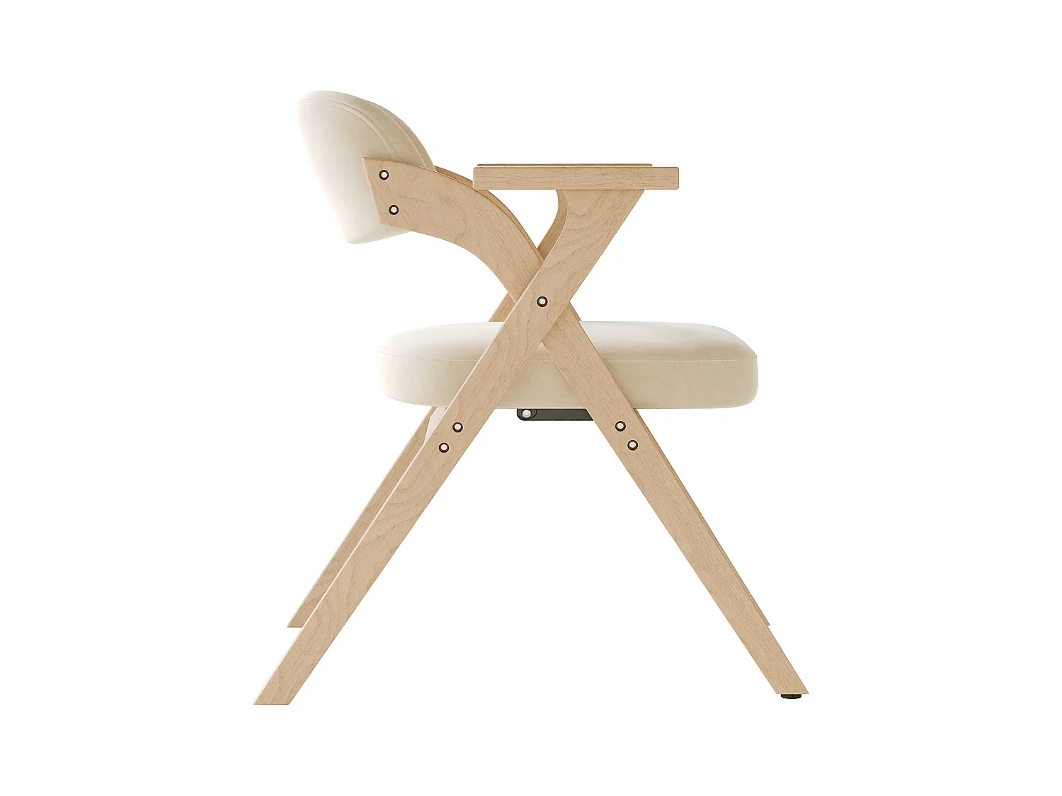 2er-Set klappbare Esszimmerstühle - klappbar und verstaubar - Samtkissen - 64,5 x 66,5 x 73 cm - Holz - Beige