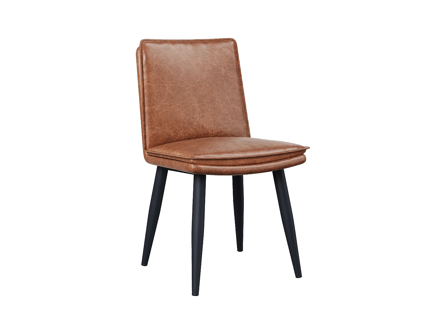 Lot de 6 chaises de salle à manger en PU - coussins double couche - 49 x 57 x 84 cm - PU - marron