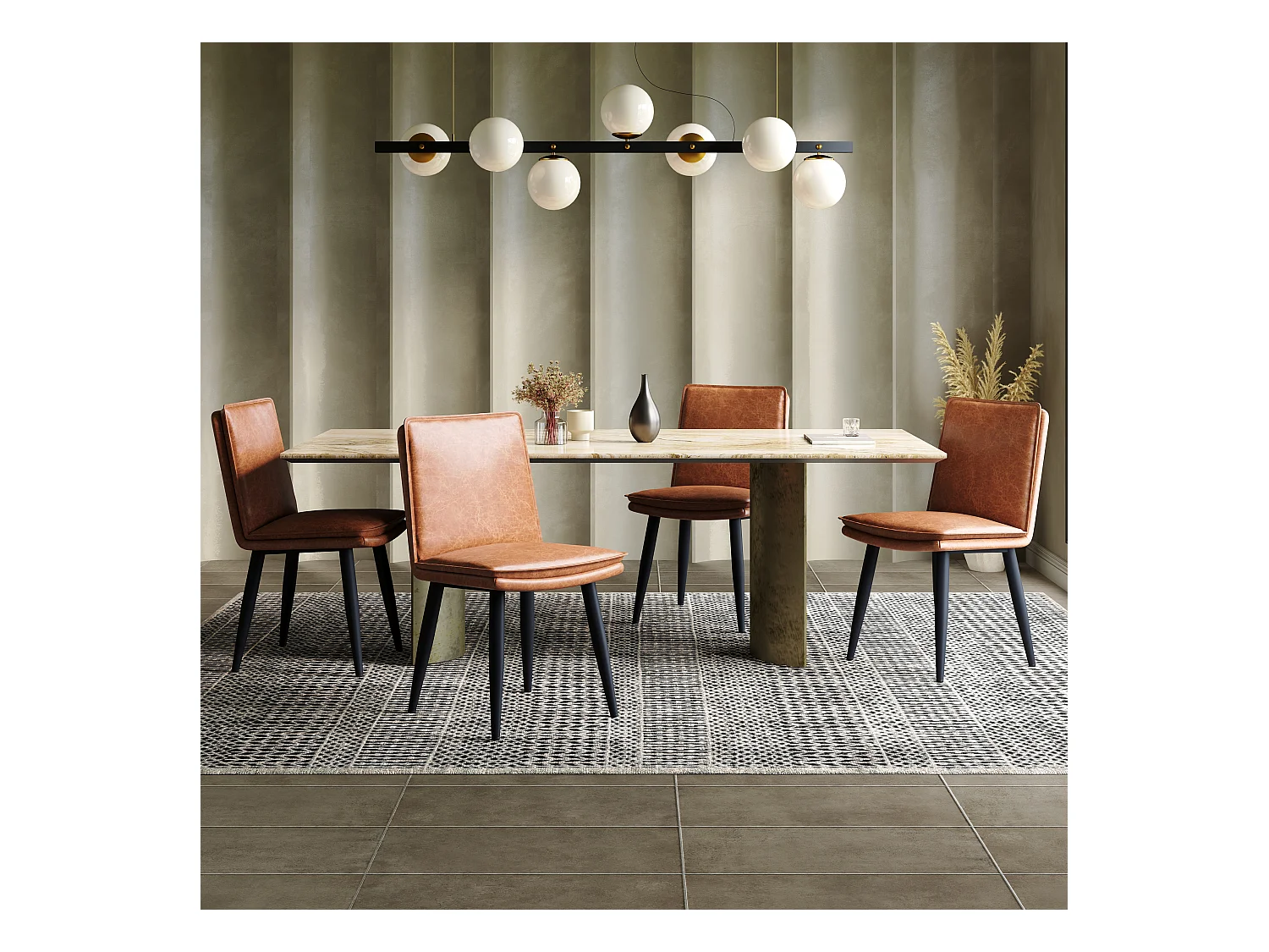 Lot de 2 chaises de salle à manger en PU - coussins double couche - 49 x 57 x 84 cm - PU - marron