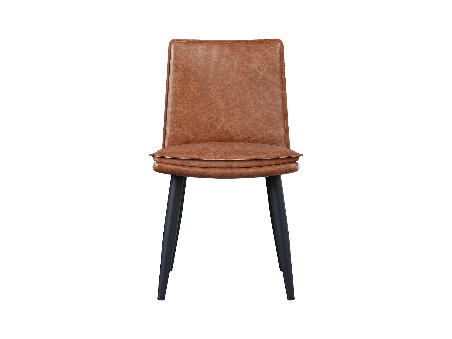 Lot de 2 chaises de salle à manger en PU - coussins double couche - 49 x 57 x 84 cm - PU - marron