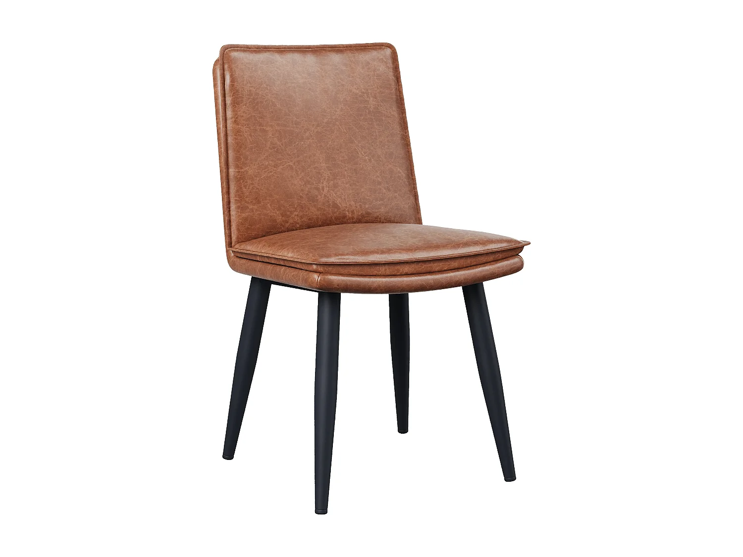 2er-Set Esszimmerstühle aus PU – doppellagige Kissen – 49 x 57 x 84 cm – PU – braun