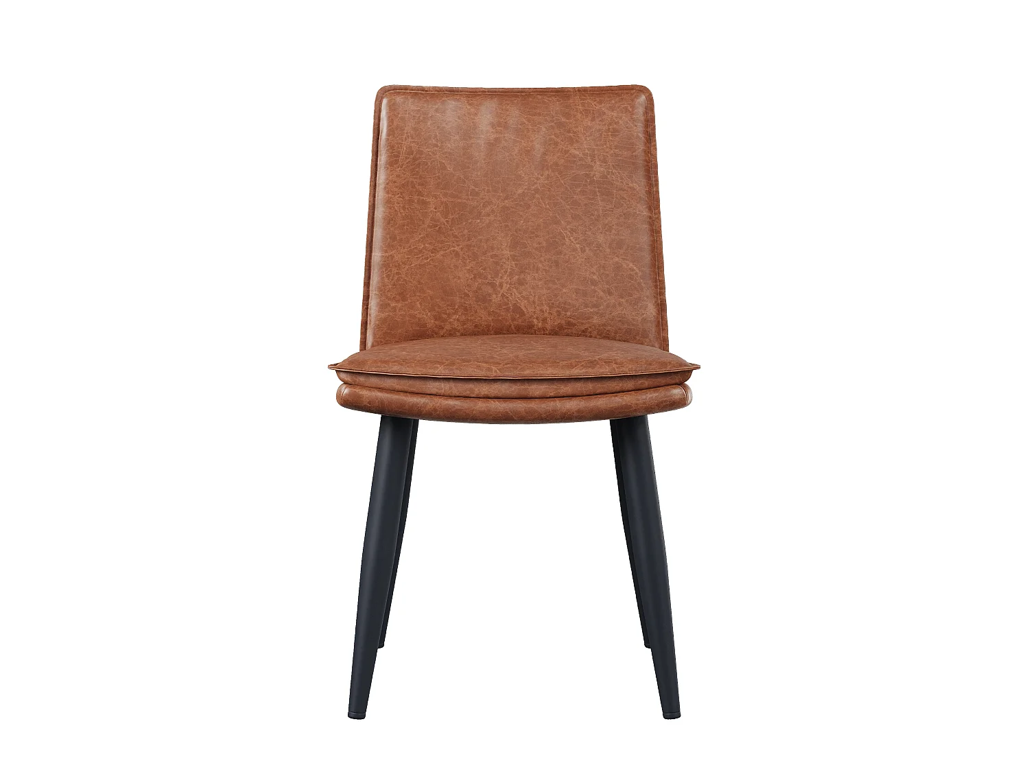 Set van 2 PU eetkamerstoelen - dubbele laag kussens - 49 x 57 x 84 cm - PU - bruin