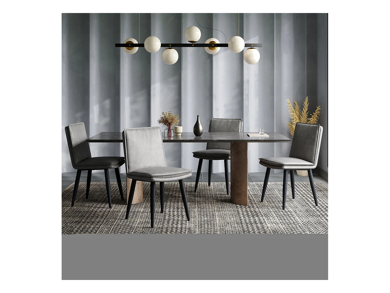 Lot de 6 chaises de salle à manger en PU - coussins double couche - 49 x 57 x 84 cm - PU - gris