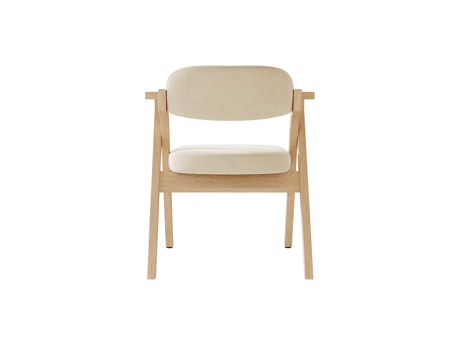 Set of 6 folding dining chairs - foldable and storable - velvet cushion - 64.5 x 66.5 x 73 cm - wood - beige