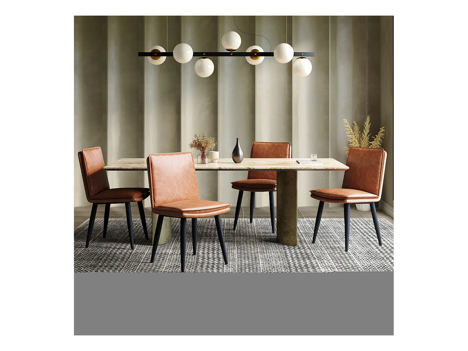 Set van 4 PU eetkamerstoelen - dubbele laag kussens - 49 x 57 x 84 cm - PU - bruin