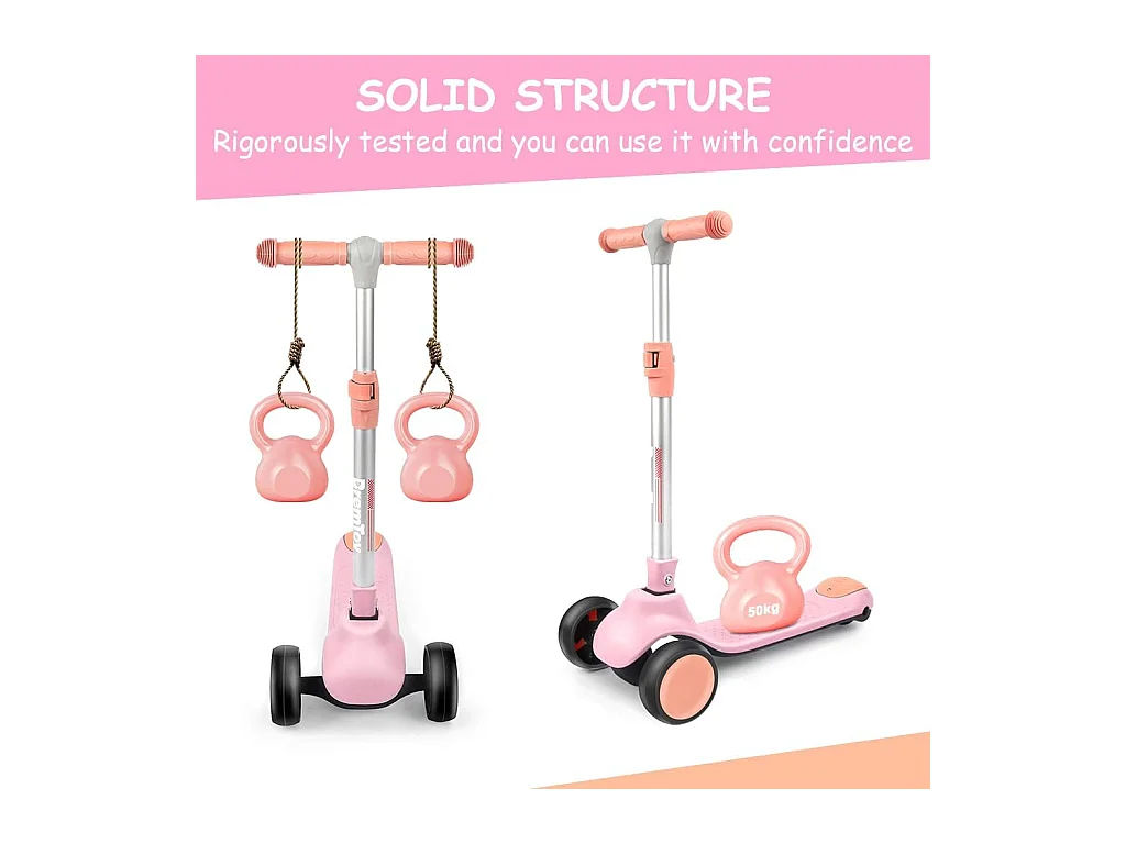 Trottinette pour Enfants BremToy - Trottinette avec Guidon Réglable en Hauteur et Roues LED