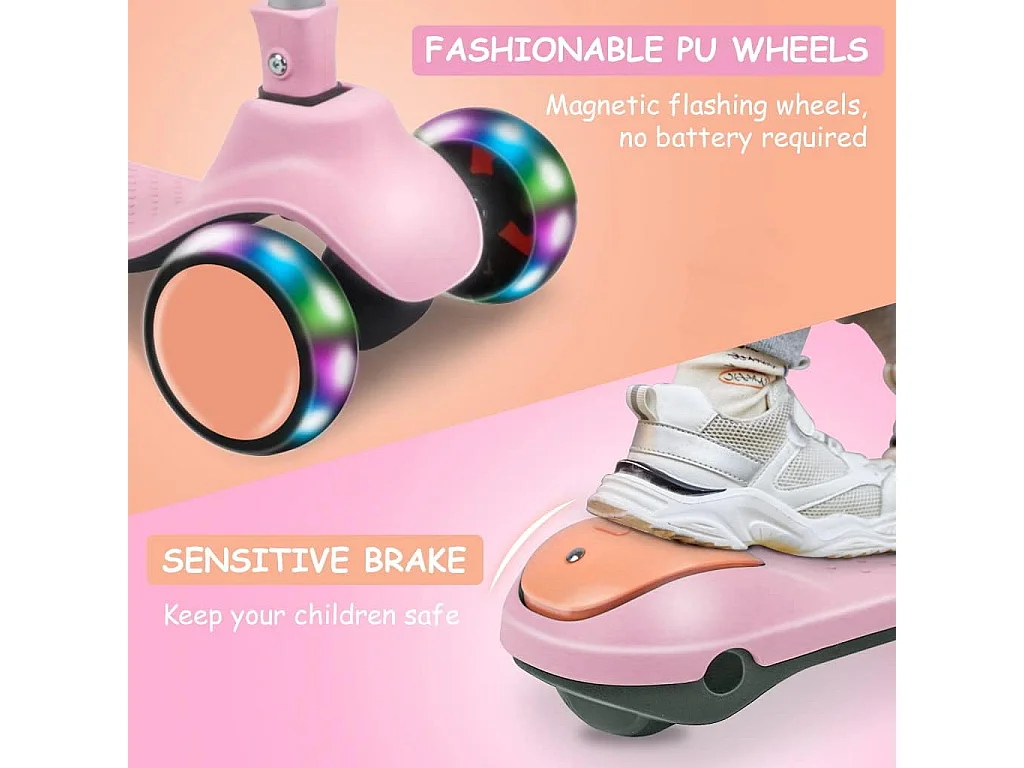 BremToy Kinderstep - Step met Hoogteverstelbaar Stuur en LED-Wielen