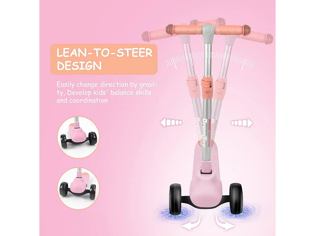 BremToy Kinderstep - Step met Hoogteverstelbaar Stuur en LED-Wielen