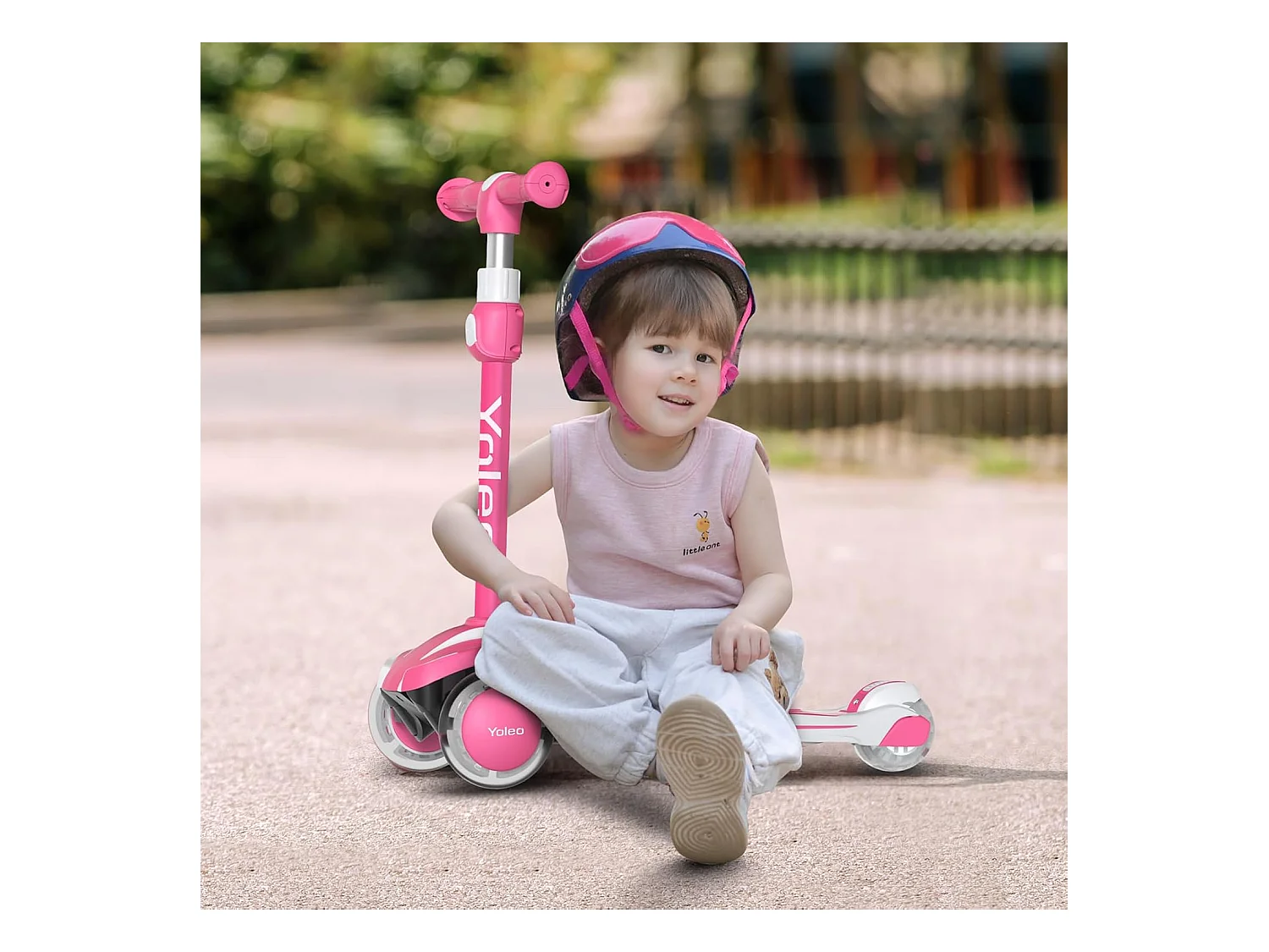 Trottinette Enfant YOLEO avec 4 Hauteurs Réglables, Roues Lumineuses LED, pour 3-12 Ans