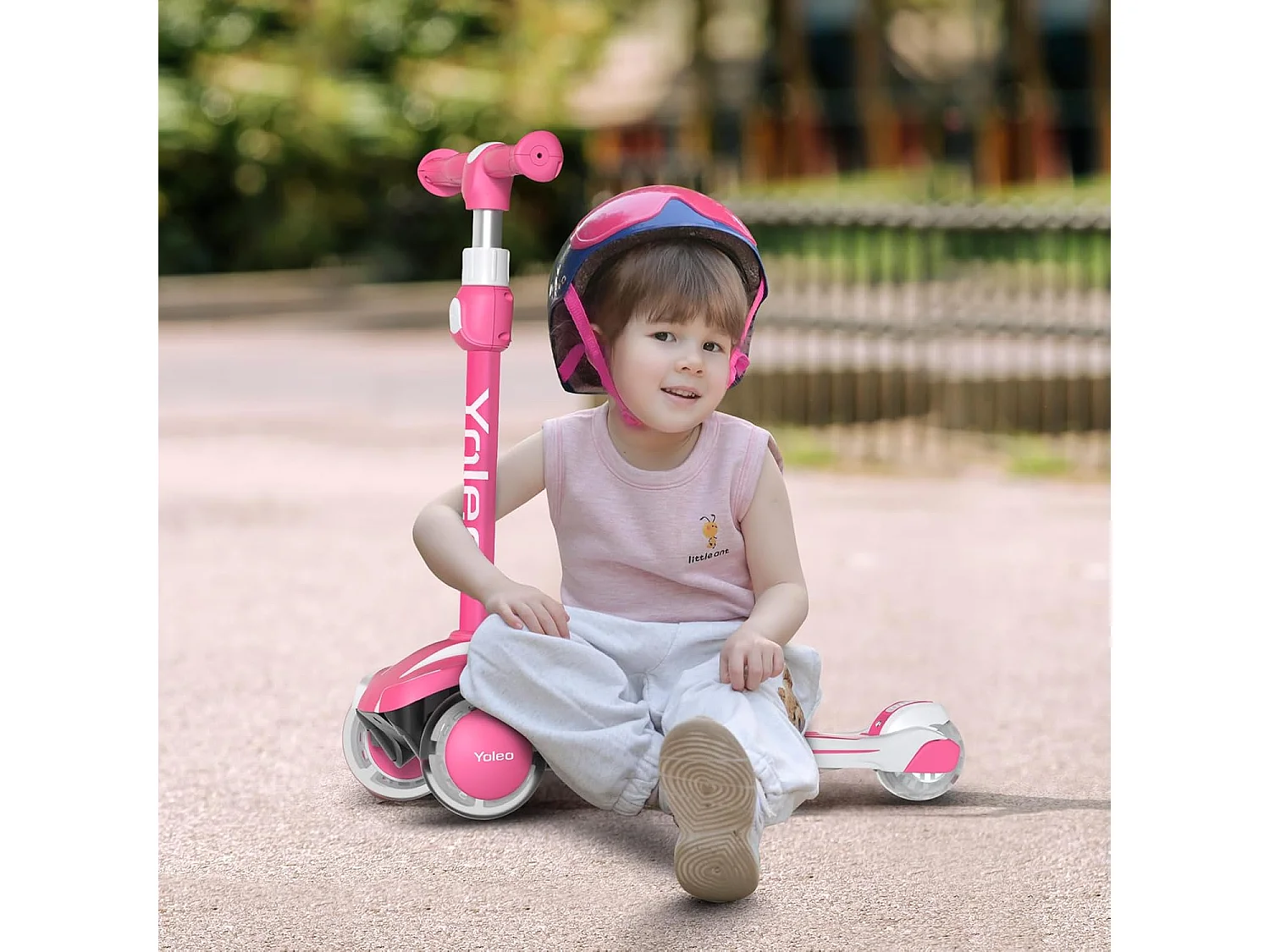 YOLEO Kinderstep met 4 Hoogteverstellingen, LED Lichtgevende Wielenen, voor 3-12 Jaar