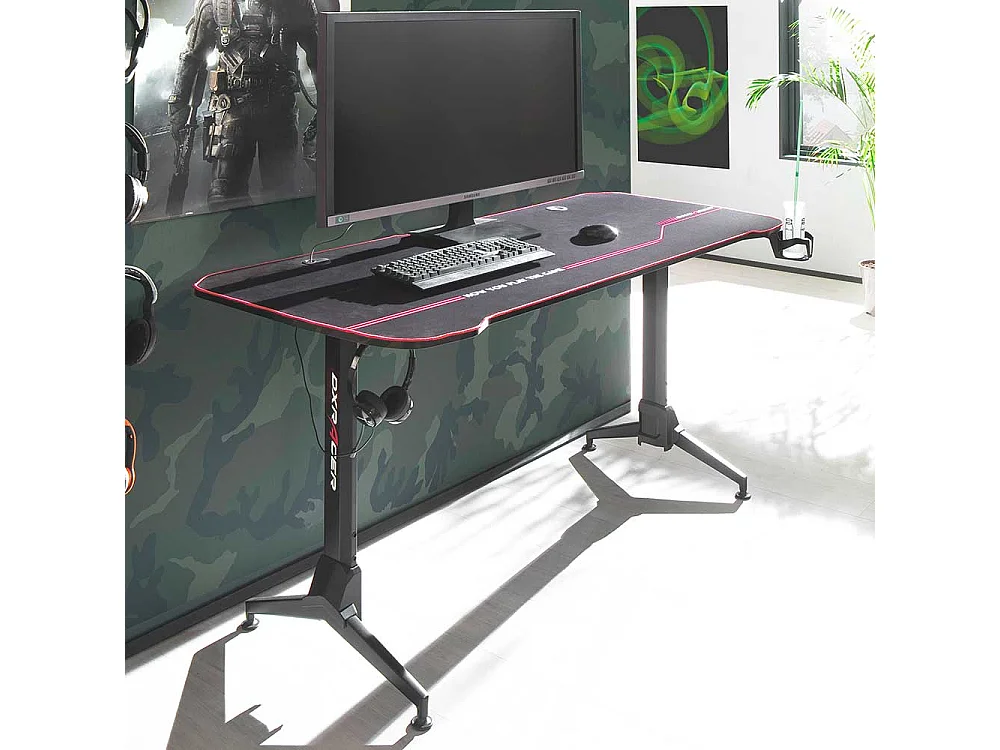 Höhenverstellbarer Schreibtisch in Schwarz T-Gestell